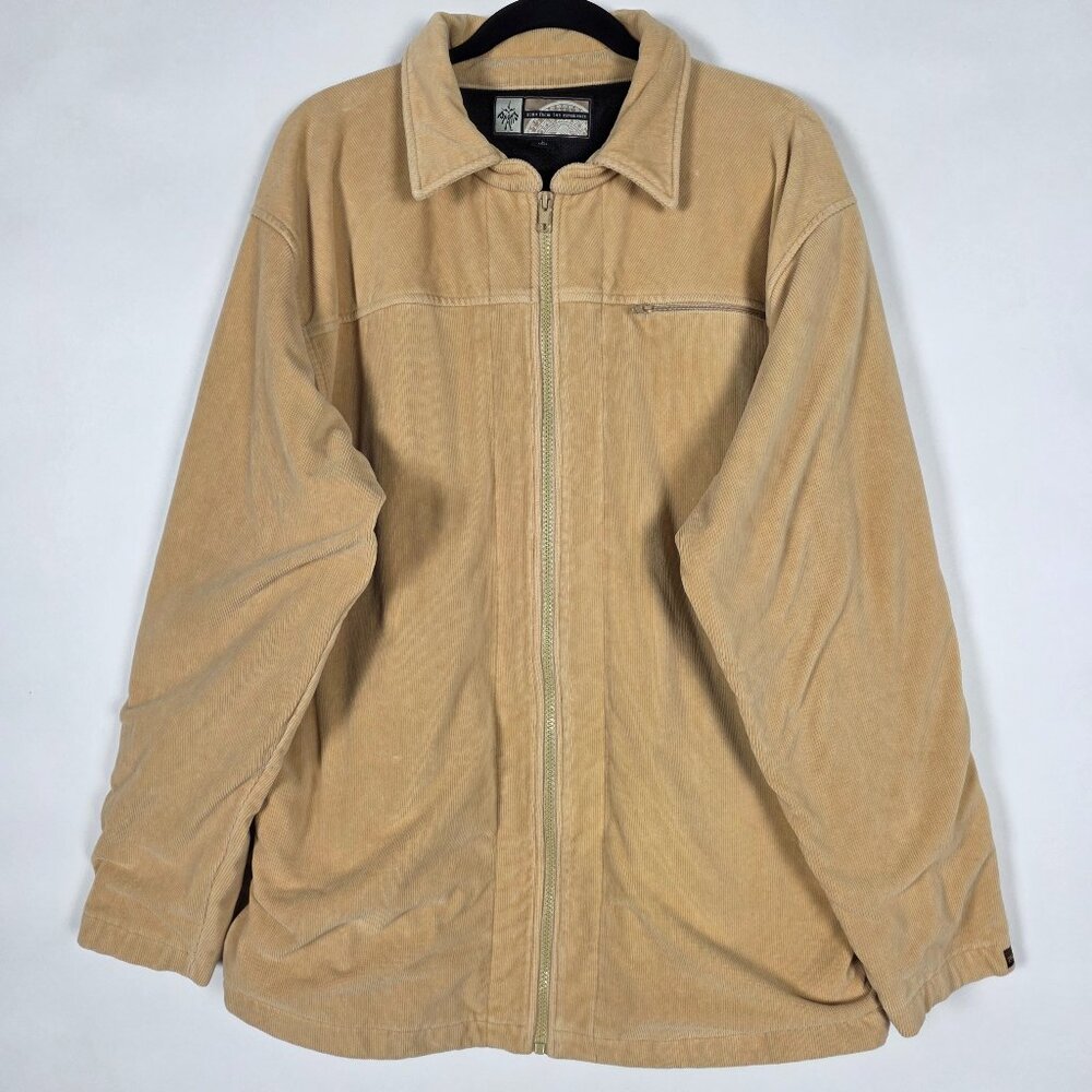 Prana Corduroy Mens Large Long Sleeve Full Zip Brown Jacket